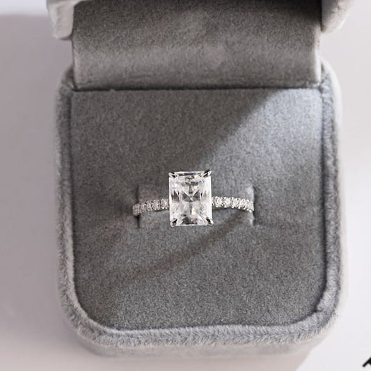 2.0 CT Emerald Pave Moissanite Engagement Ring
