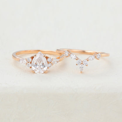 1.2 CT Pear Cluster Moissanite Bridal Set