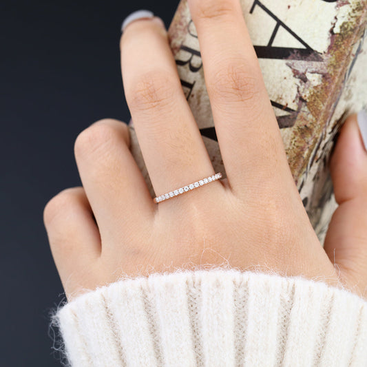 0.22 TCW Round Half Eternity Moissanite Wedding Band
