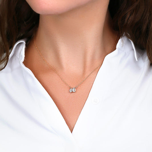 0.5 TCW Pear & Emerald Moissanite Two Stone Necklace