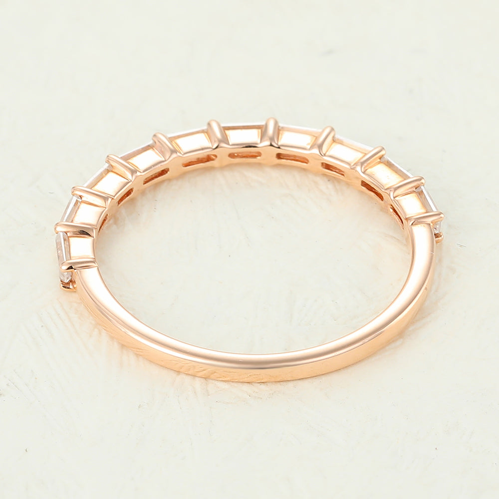 0.6 TCW Baguette Half Eternity Moissanite Wedding Band