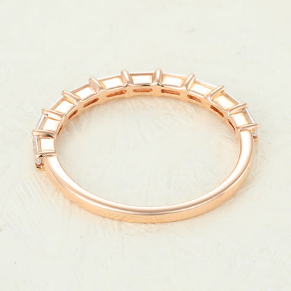 0.6 TCW Baguette Half Eternity Moissanite Wedding Band