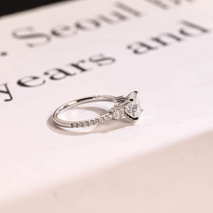 2.0 CT Oval Pave Moissanite Engagement Ring