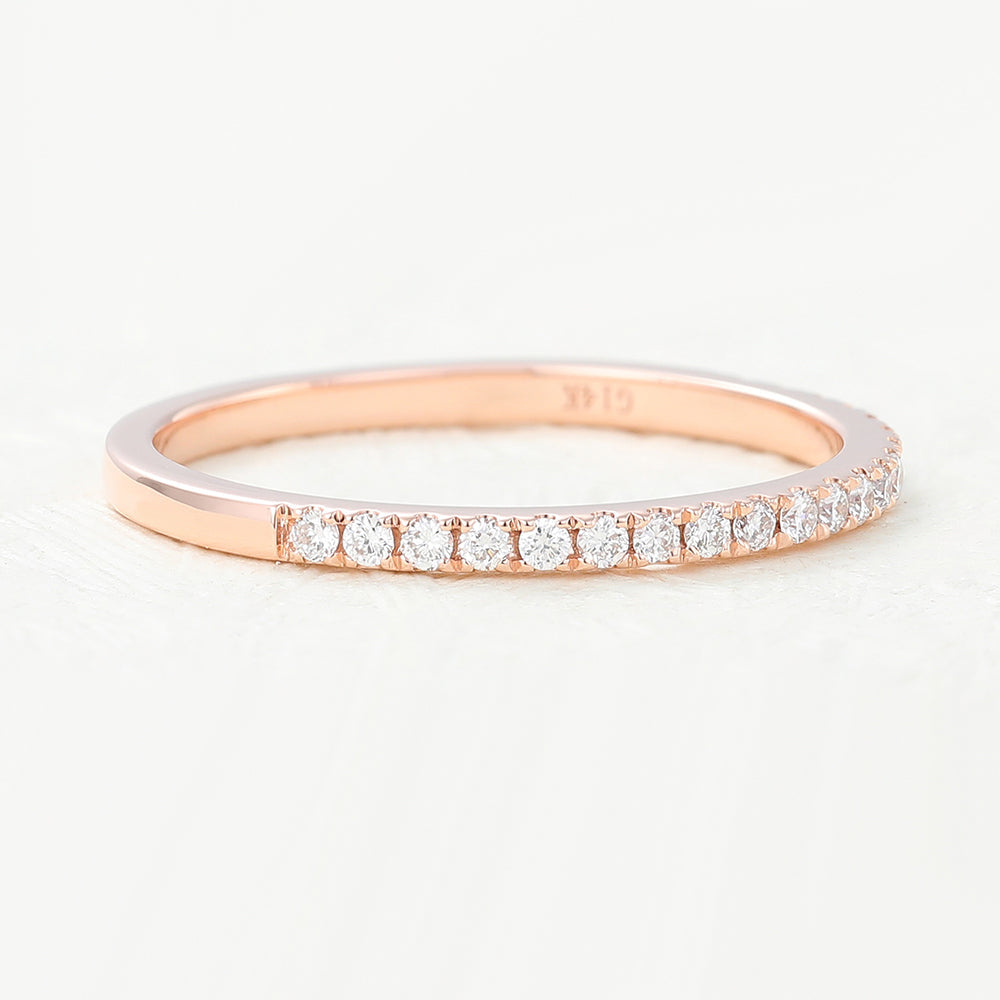 0.14 TCW Round Half Eternity Moissanite Wedding Band