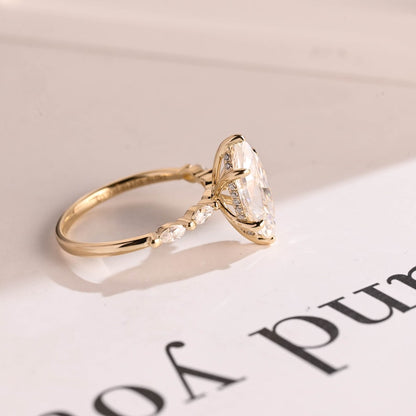 2.0 CT Marquise Pave Moissanite Engagement Ring