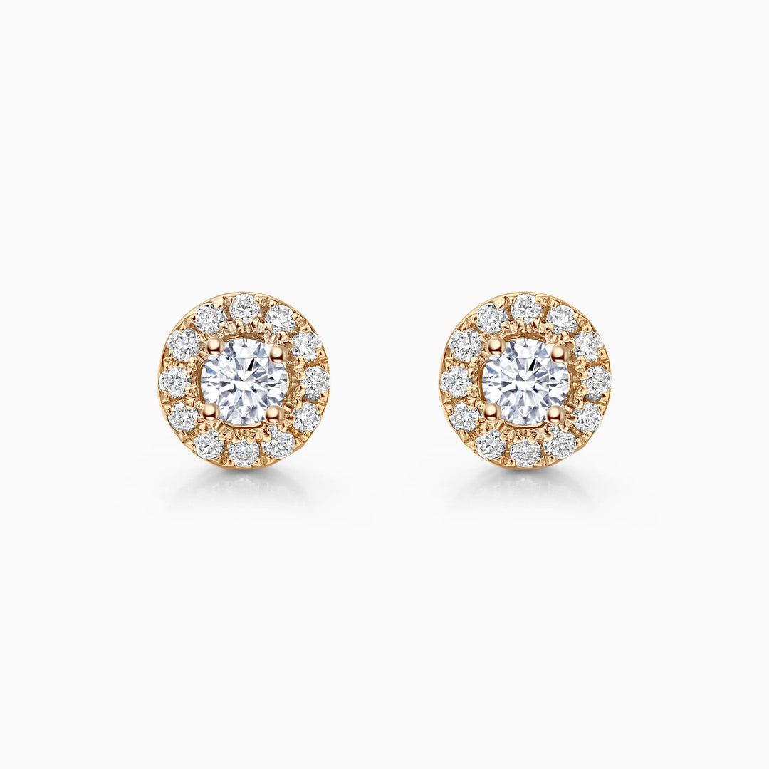 0.7 TCW Round Cut Halo Stud Moissanite Earrings