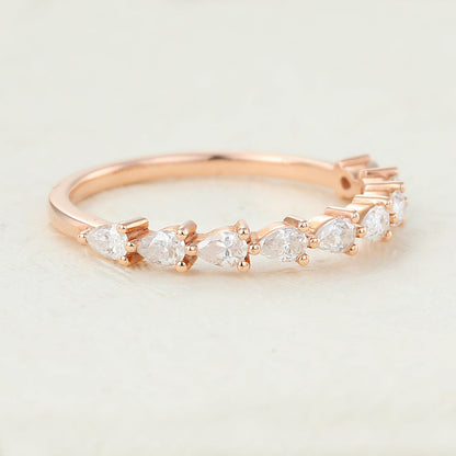 0.63 TCW Pear Half Eternity Moissanite Wedding Band