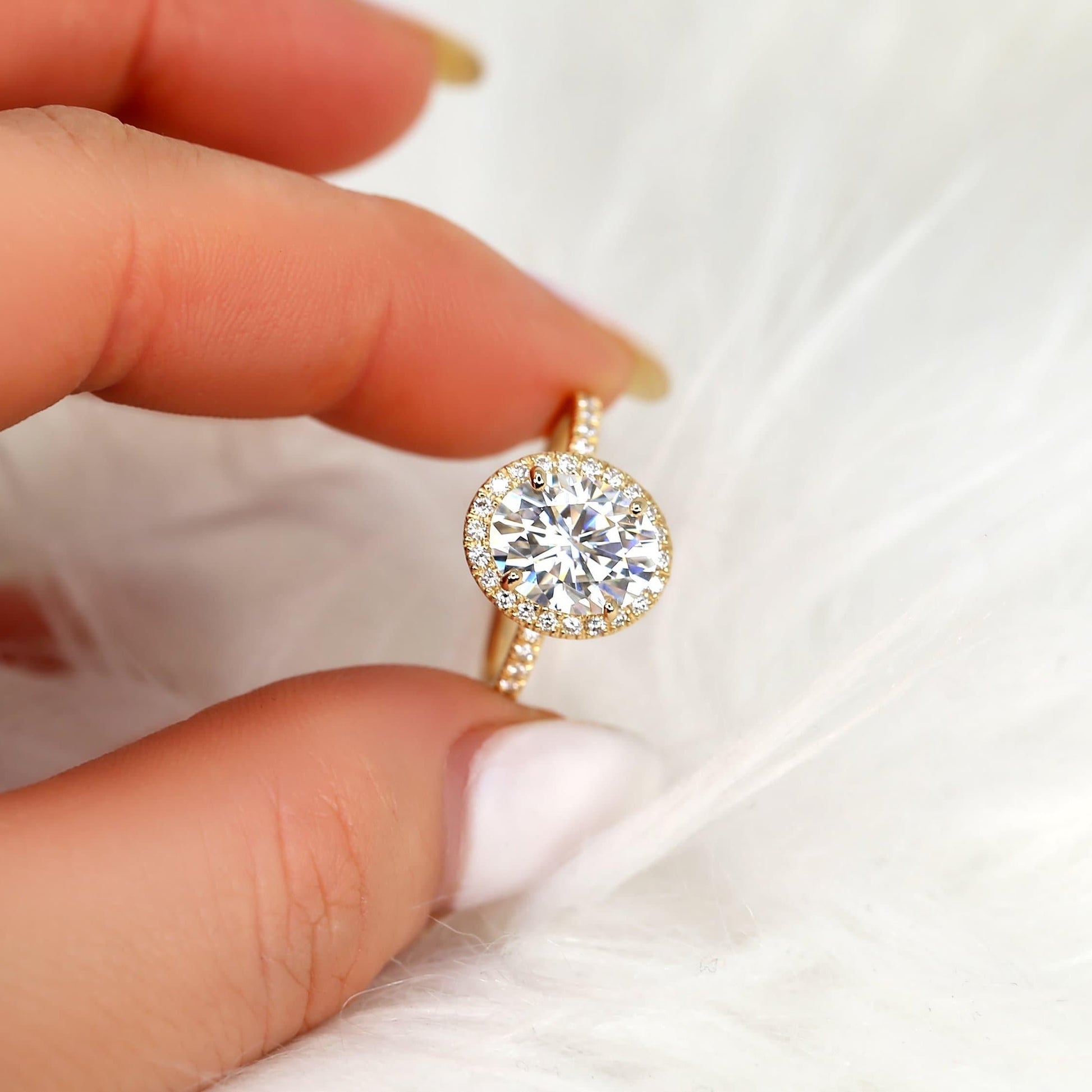 2 CT Oval Halo & Pave Moissanite Engagement Ring