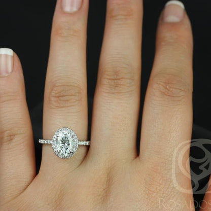 2 CT Oval Halo & Pave Moissanite Engagement Ring