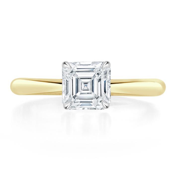 1.0 CT Asscher Cut Solitaire Moissanite Engagement Ring 5