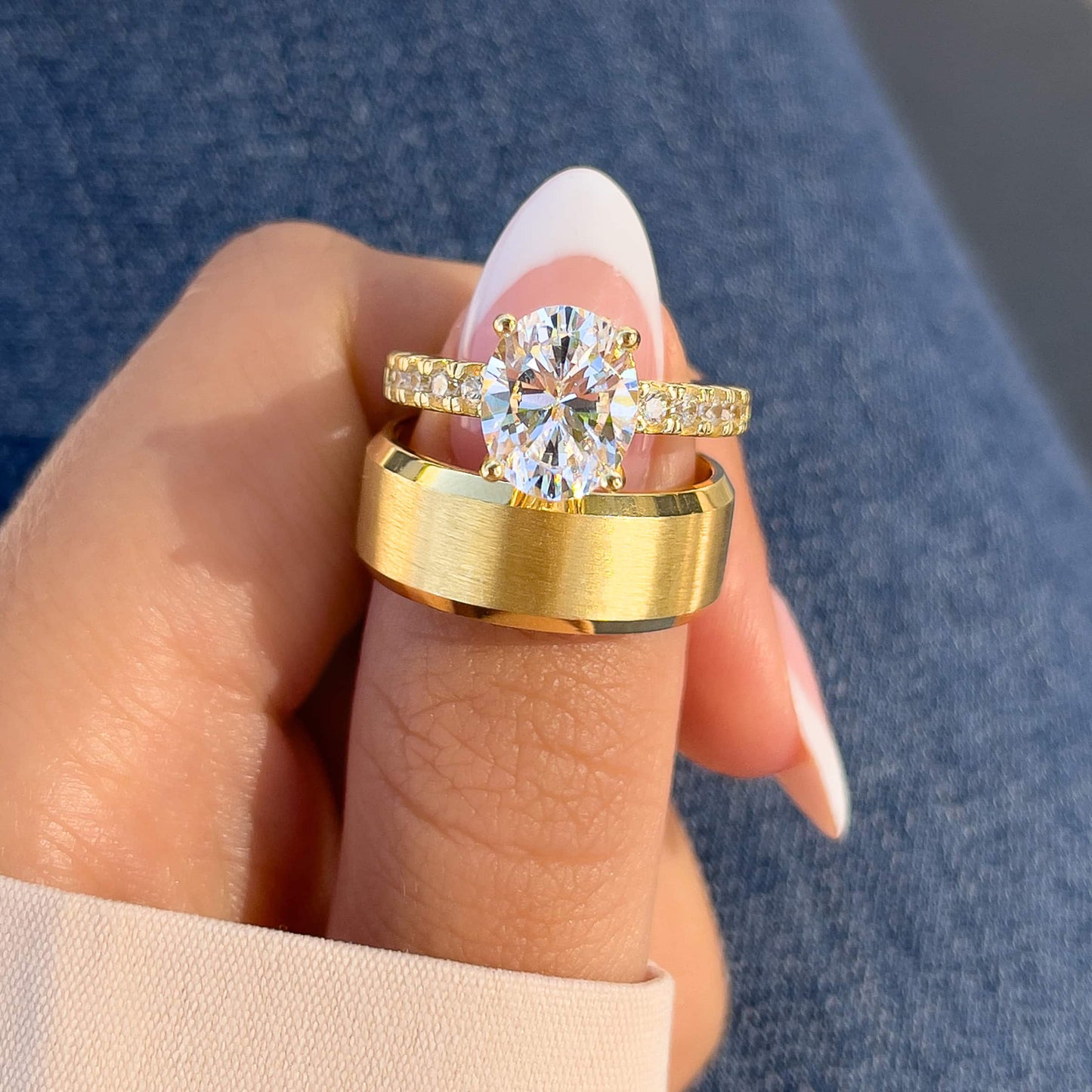 3 CT Oval Pave Moissanite Engagement Ring
