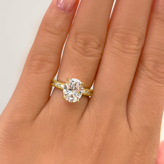 3 CT Oval Pave Moissanite Engagement Ring