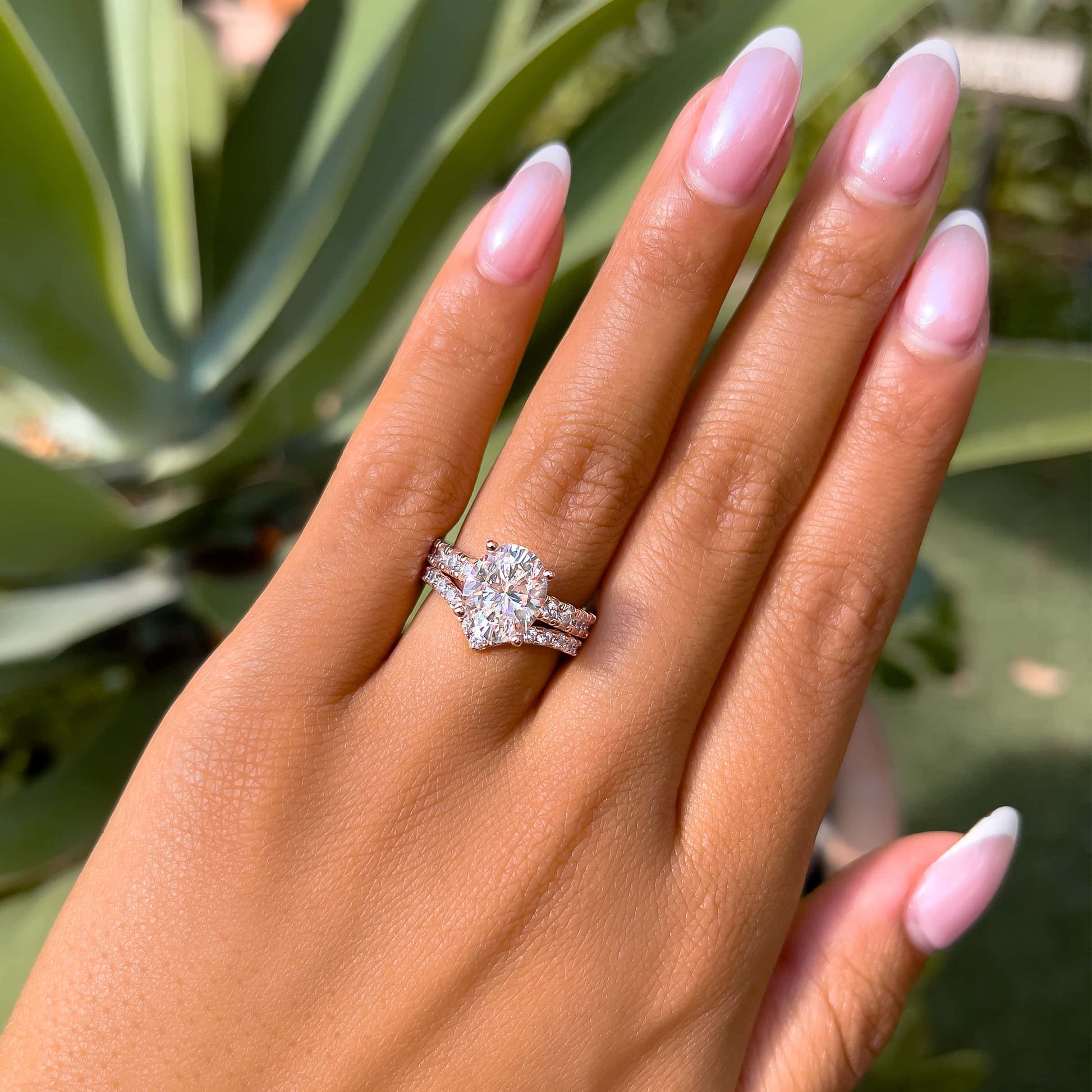 3 CT Oval Pave Moissanite Engagement Ring