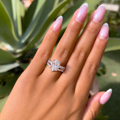 3 CT Oval Pave Moissanite Engagement Ring