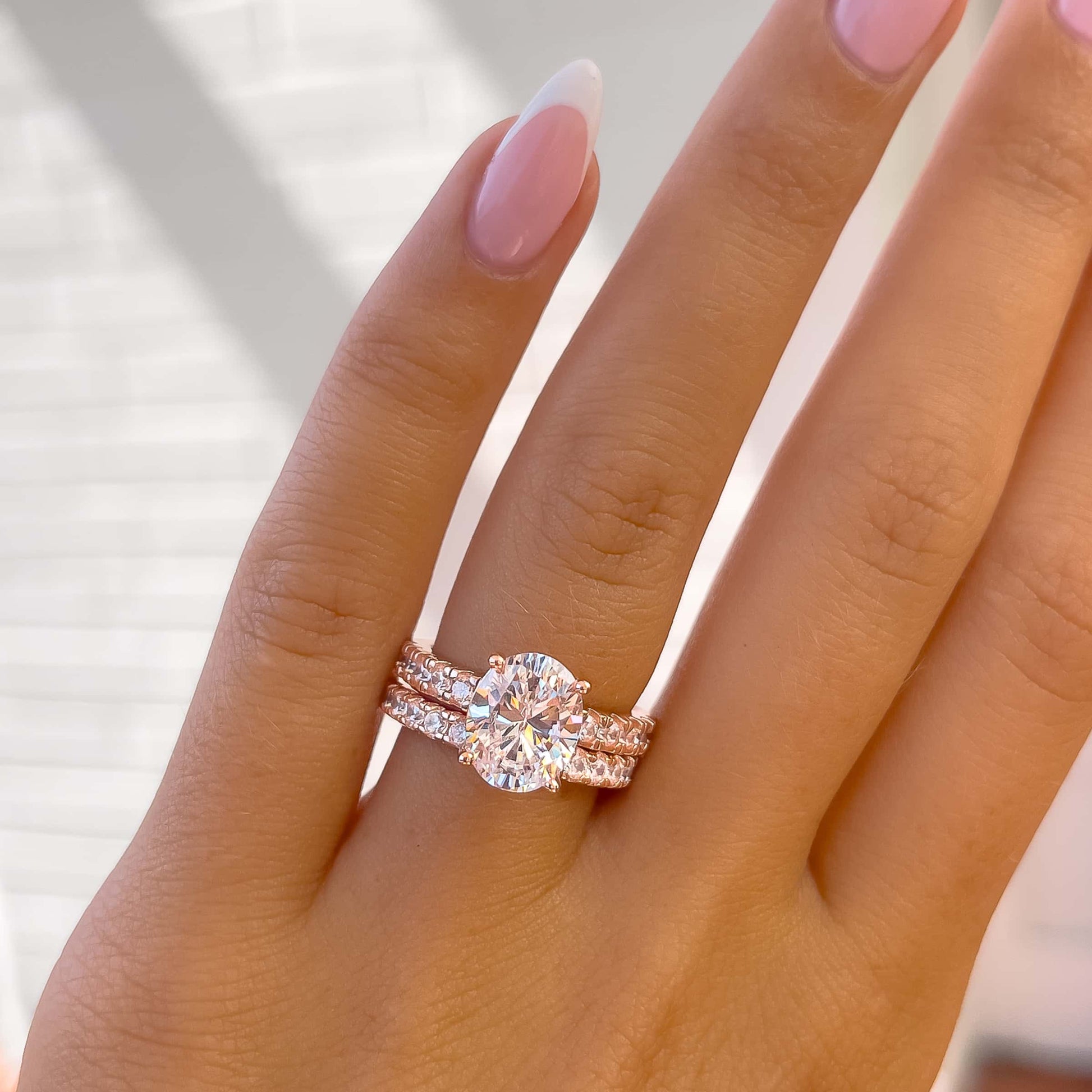 3 CT Oval Pave Moissanite Engagement Ring