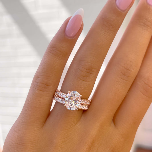 3 CT Oval Pave Moissanite Engagement Ring