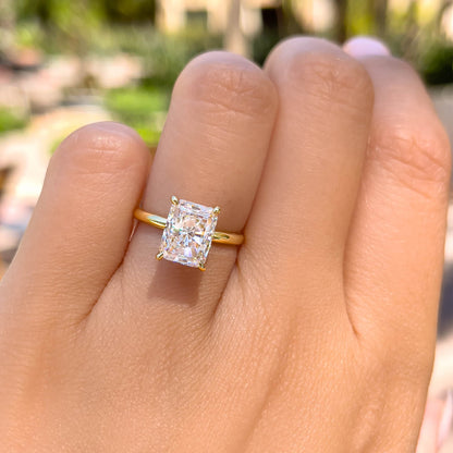 3 CT Radiant Hidden Halo Moissanite Engagement Ring
