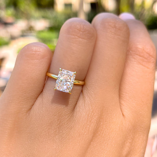 3 CT Radiant Hidden Halo Moissanite Engagement Ring