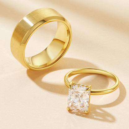 3 CT Radiant Hidden Halo Moissanite Engagement Ring