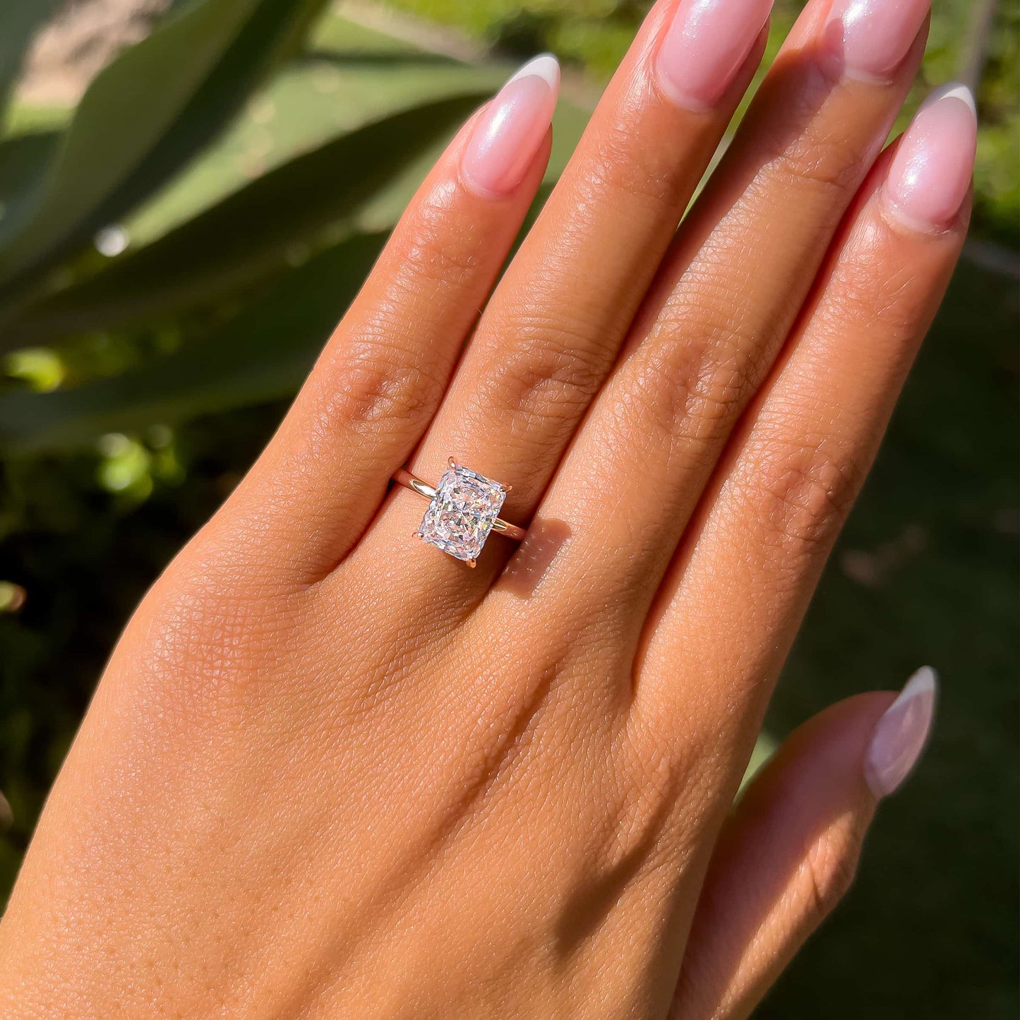 3 CT Radiant Hidden Halo Moissanite Engagement Ring