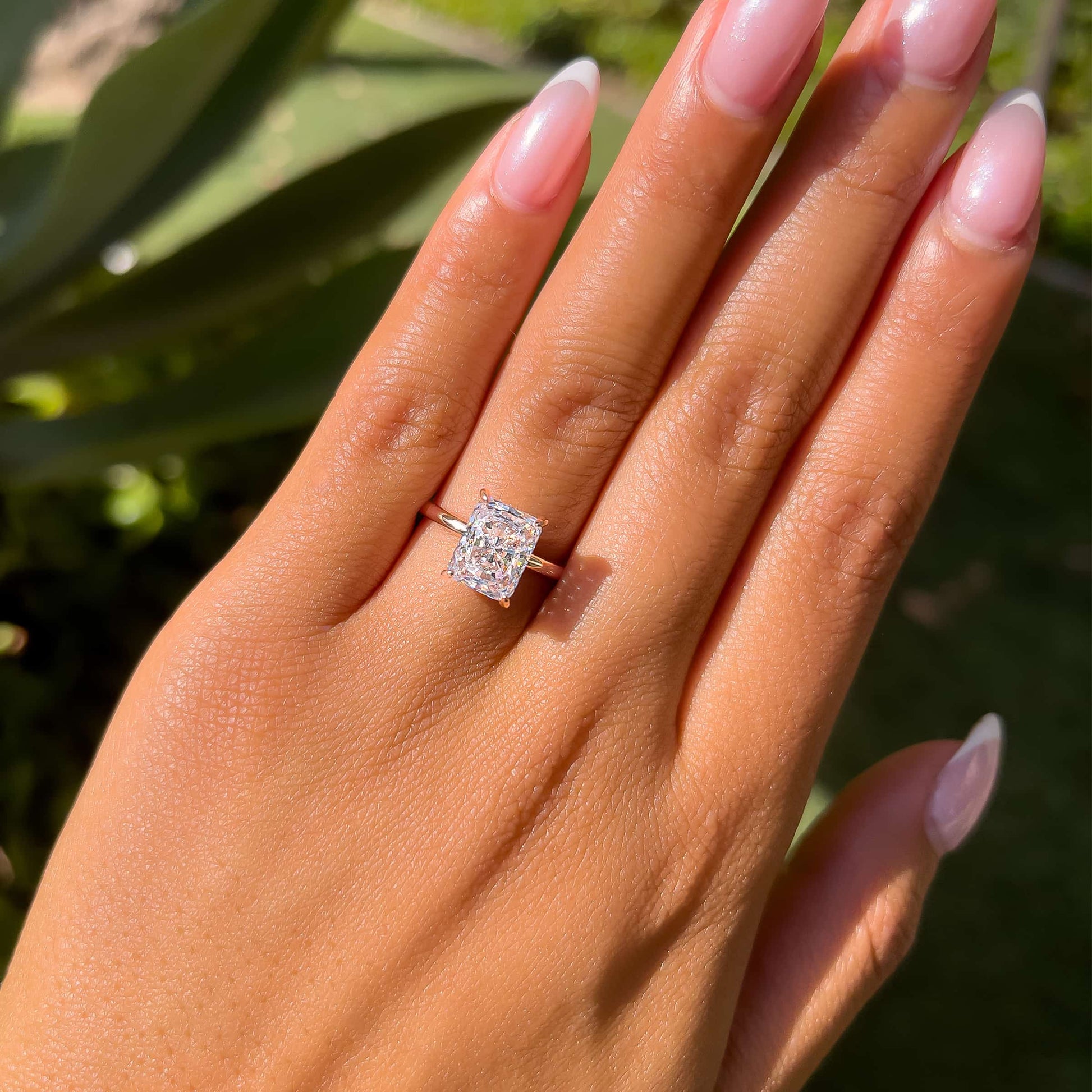 3 CT Radiant Hidden Halo Moissanite Engagement Ring