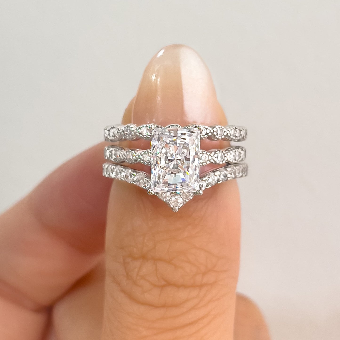 1.5 CT Radiant Pave Moissanite Engagement Ring