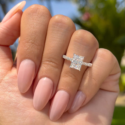 1.5 CT Radiant Pave Moissanite Engagement Ring