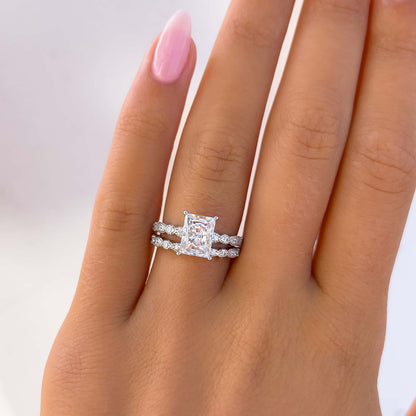 1.5 CT Radiant Pave Moissanite Engagement Ring