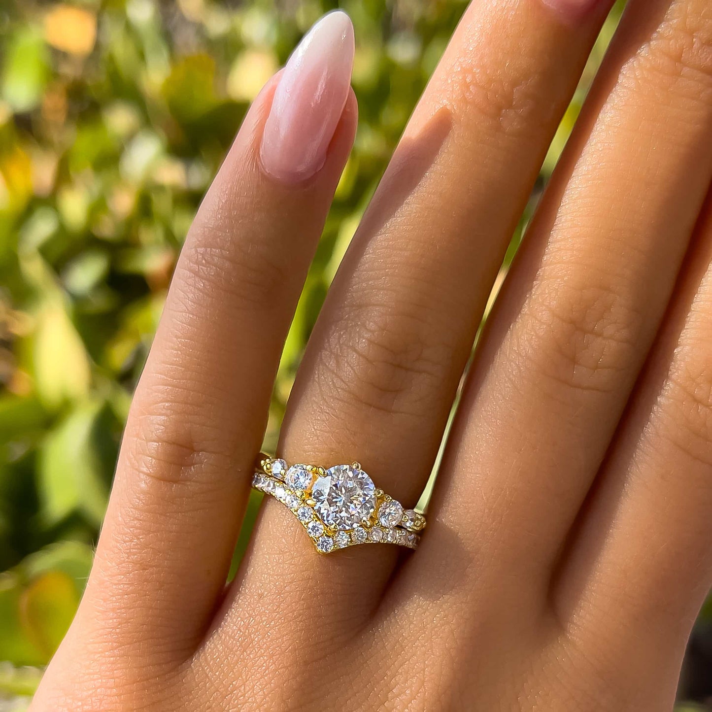 1 CT Round Cluster Moissanite Engagement Ring