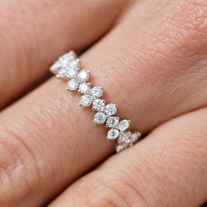 1.2 TCW Round Cluster Moissanite Wedding Band