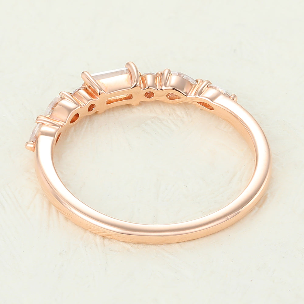 0.49 TCW Pear, Baguette, Marquise & Round Half Eternity Moissanite Wedding Band