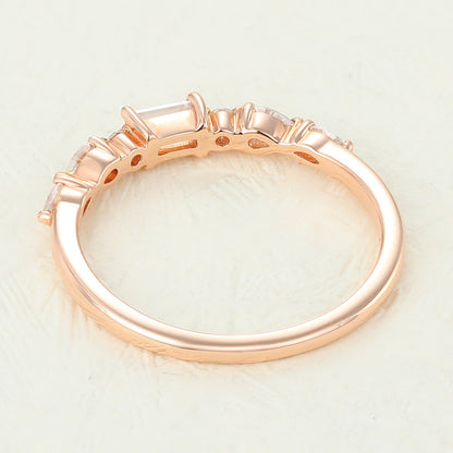 0.49 TCW Pear, Baguette, Marquise & Round Half Eternity Moissanite Wedding Band