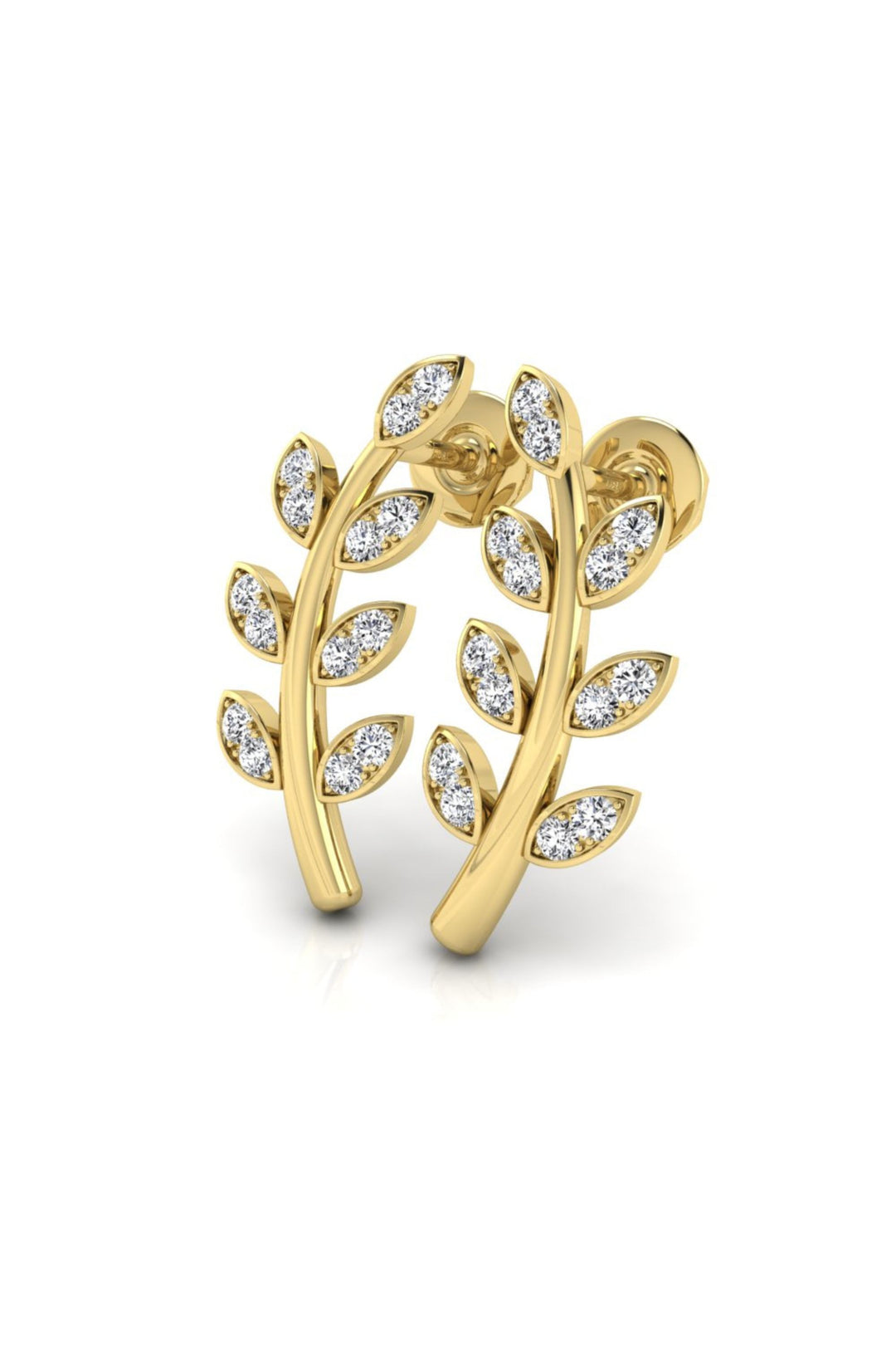 0.3 TCW Round Cut Leaf Shaped Stud Moissanite Earrings