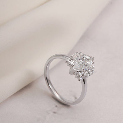 2.0 CT Marquise Cluster Moissanite Engagement Ring