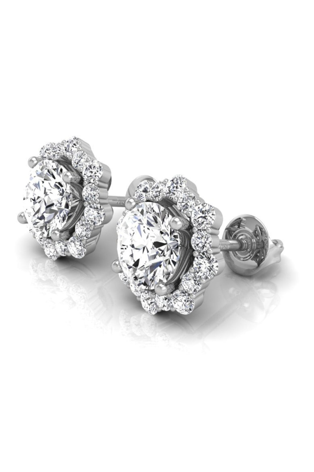 1 TCW Round Cut Cluster Stud Moissanite Earrings