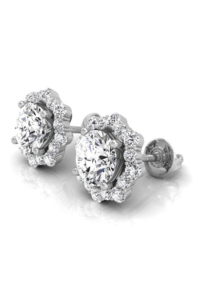 1 TCW Round Cut Cluster Stud Moissanite Earrings