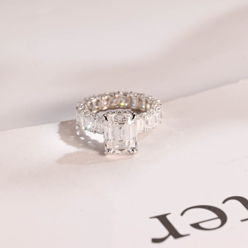 2.0 CT Emerald Pave Moissanite Engagement Ring