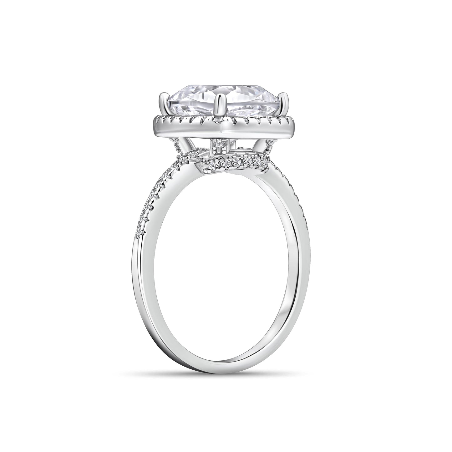3 CT Cushion Halo & Pave Moissanite Engagement Ring