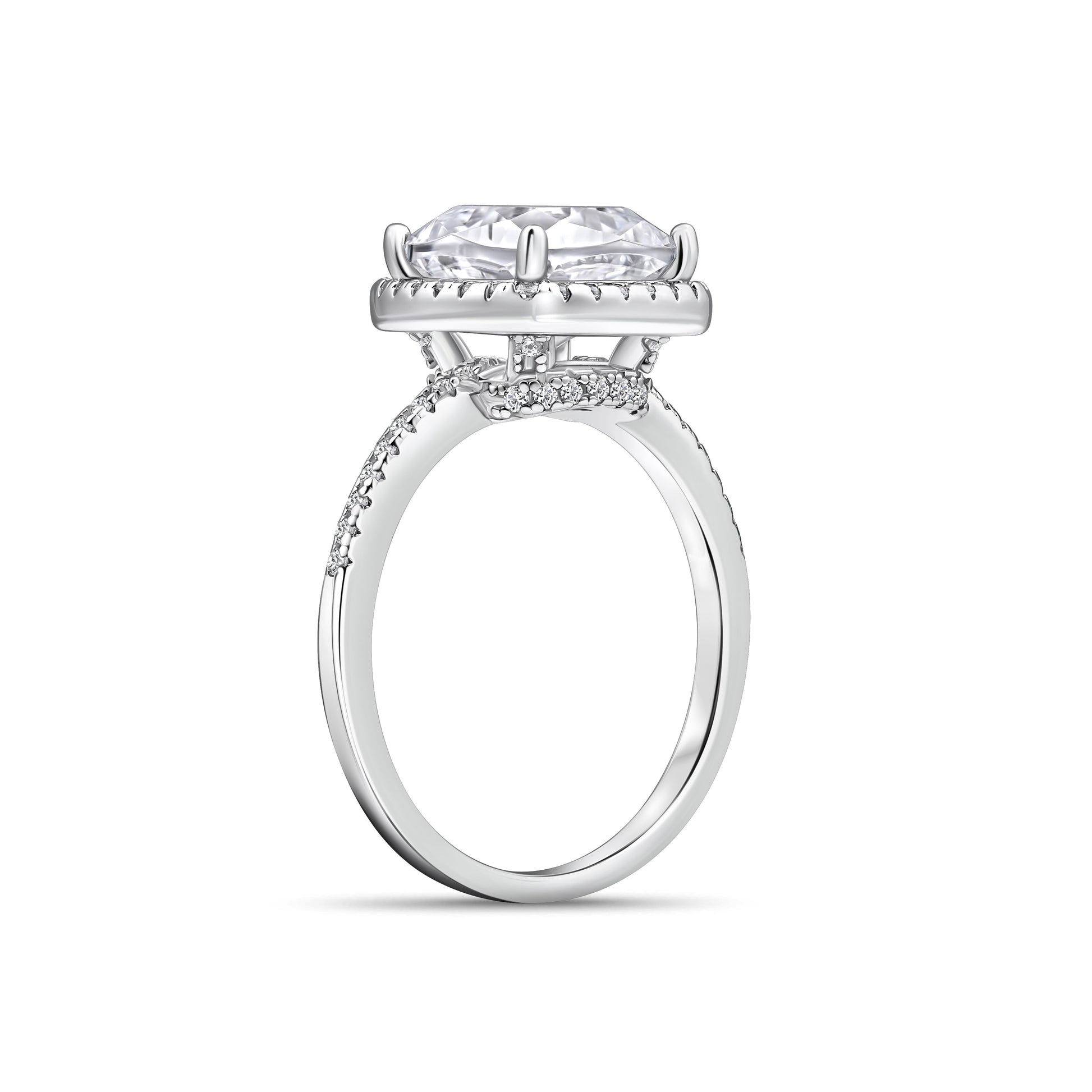 3 CT Cushion Halo & Pave Moissanite Engagement Ring