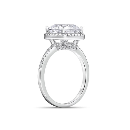 3 CT Cushion Halo & Pave Moissanite Engagement Ring