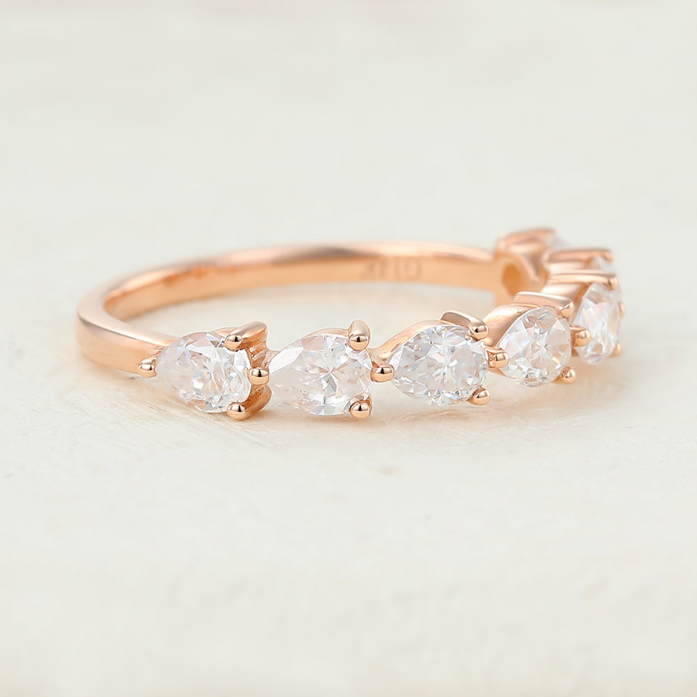 1.4 TCW Pear Half Eternity Moissanite Wedding Band