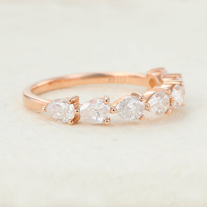 1.4 TCW Pear Half Eternity Moissanite Wedding Band
