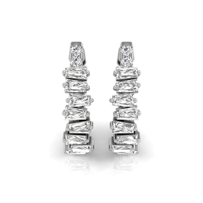 1 TCW Baguette Cut Hoop Moissanite Earrings