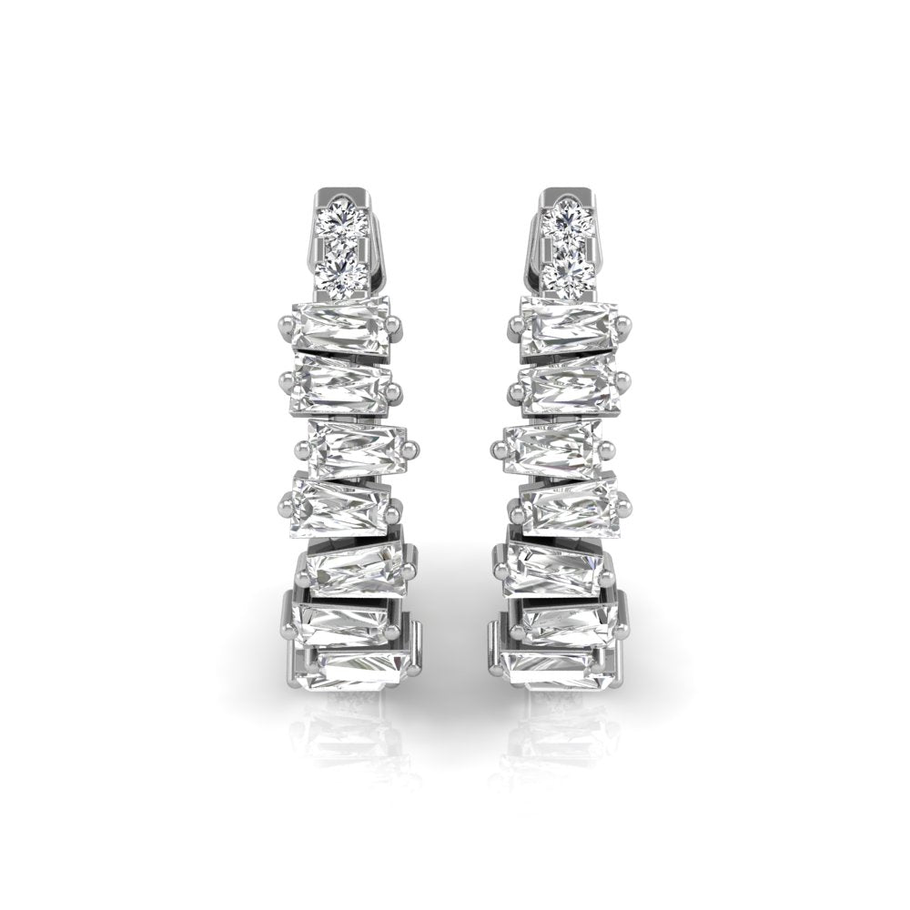 1 TCW Baguette Cut Multi Stone Hoop Moissanite Earrings