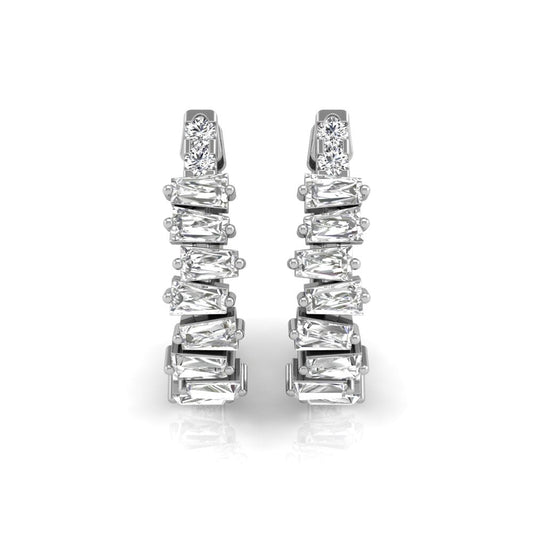 1 TCW Baguette Cut Multi Stone Hoop Moissanite Earrings