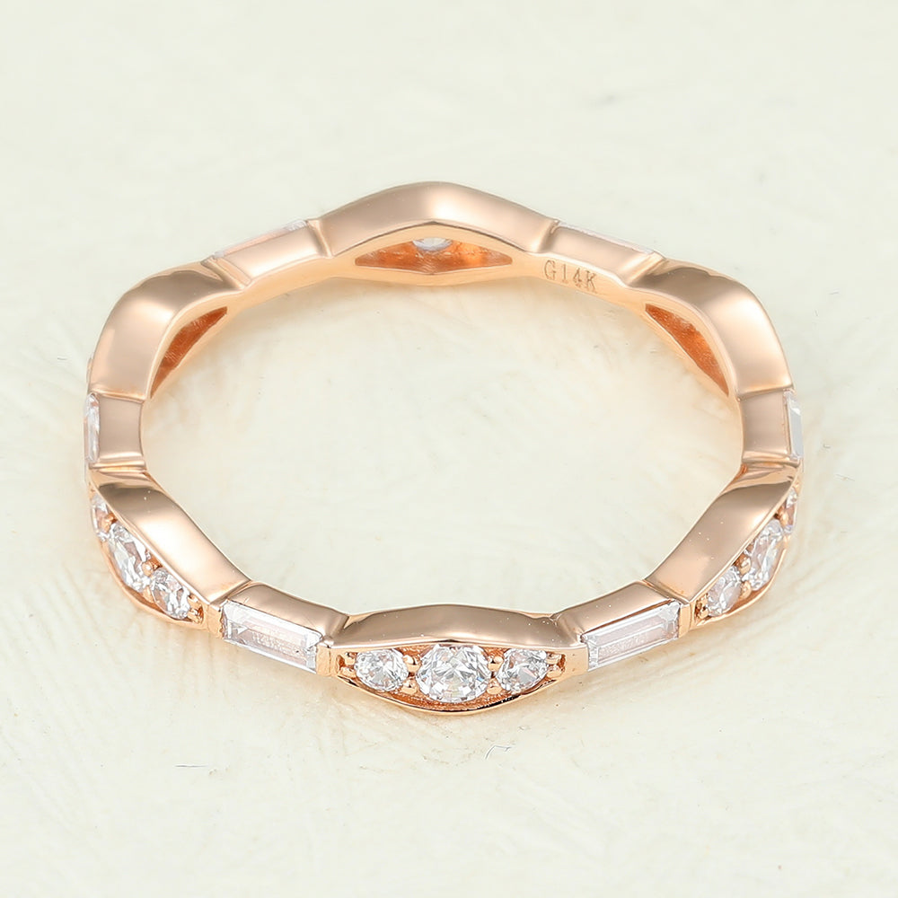 0.72 TCW Baguette & Round Full Eternity Moissanite Wedding Band