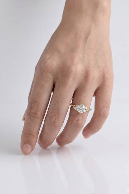 1 CT Round Cluster Moissanite Engagement Ring
