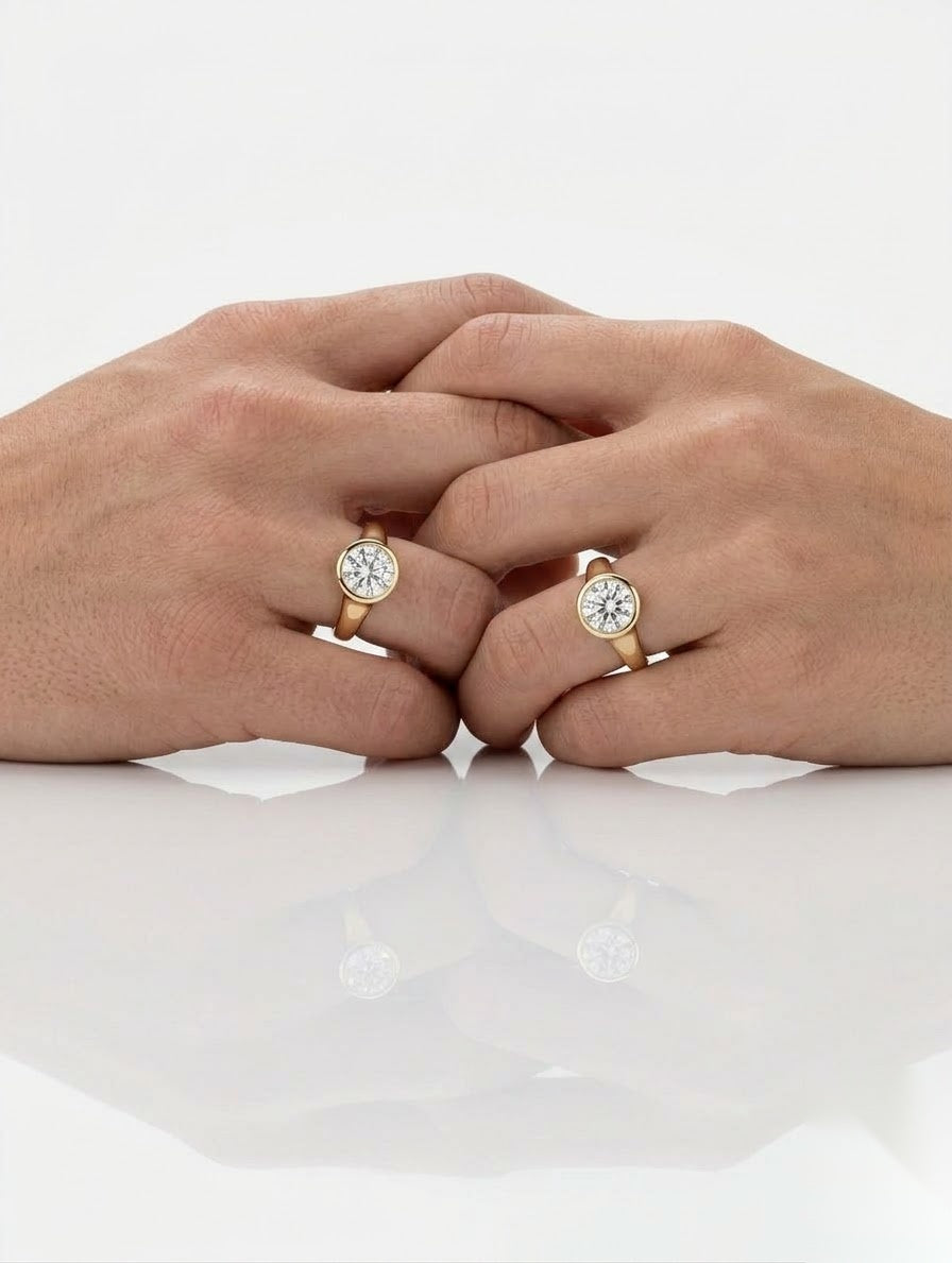 1 CT Round Bezel Solitaire Moissanite Engagement Ring