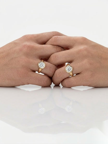 1 CT Round Bezel Solitaire Moissanite Engagement Ring