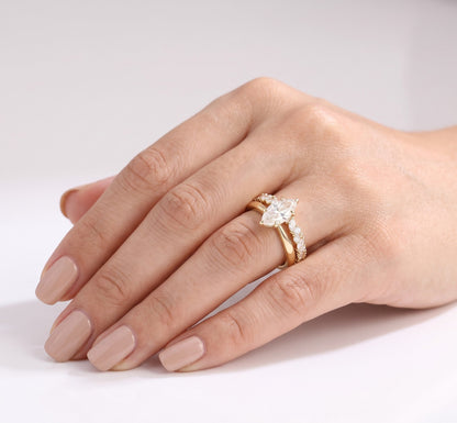 1.5 CT Marquise Solitaire Moissanite Bridal Set